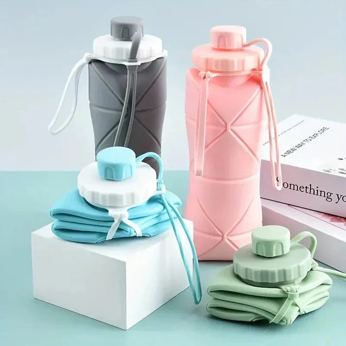 Foldable Silicone Water Bottle (600ML) – Leakproof, Lightweight & Travel-Friendly