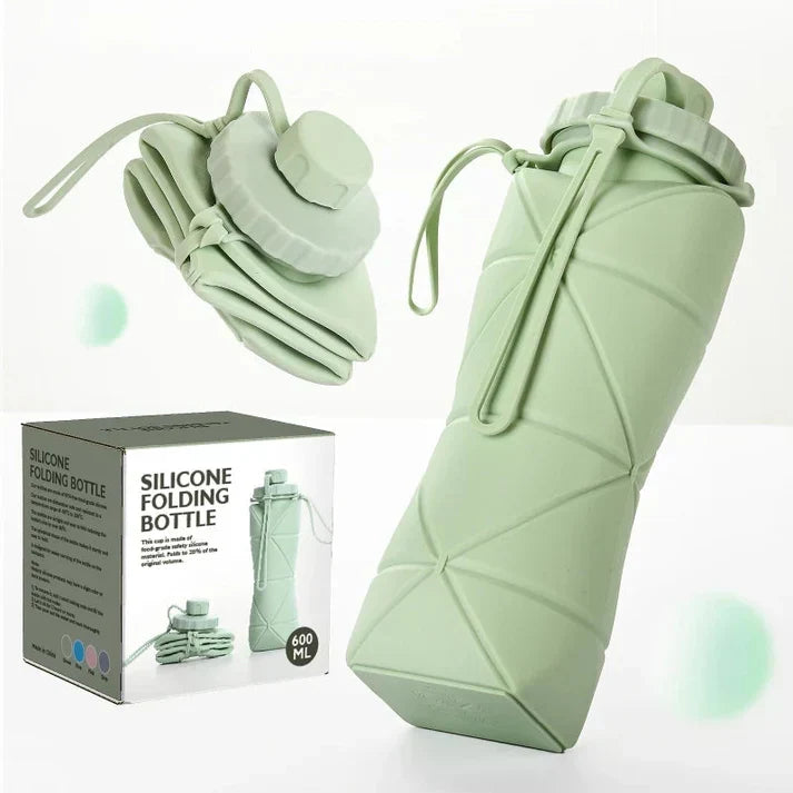 Foldable Silicone Water Bottle (600ML) – Leakproof, Lightweight & Travel-Friendly