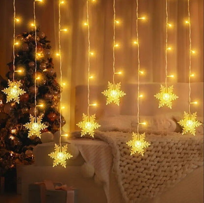 LED Snowflake Fairy Lights Curtain Window Christmas Party Wedding Decoration UK