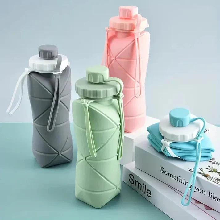 Foldable Silicone Water Bottle (600ML) – Leakproof, Lightweight & Travel-Friendly