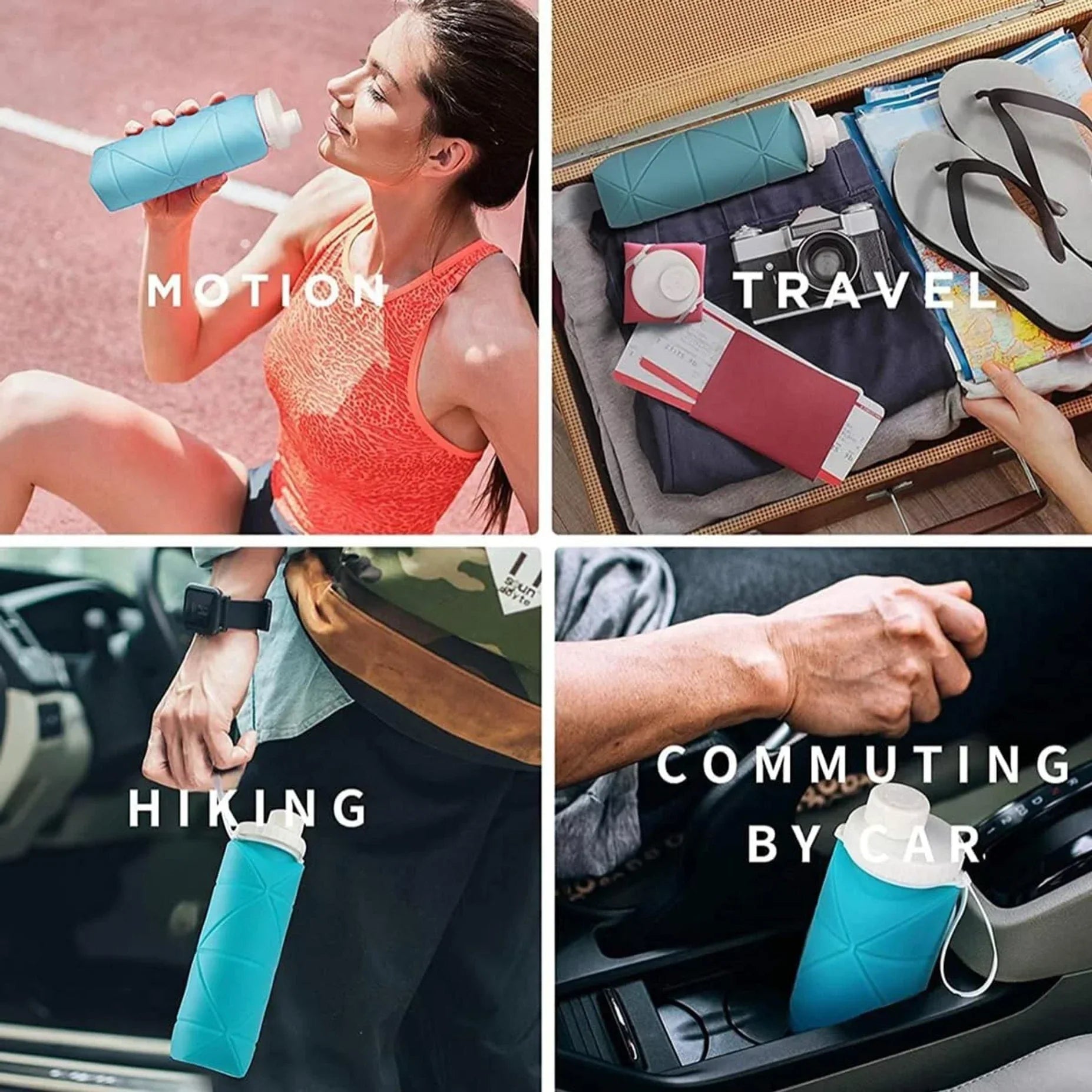 Foldable Silicone Water Bottle (600ML) – Leakproof, Lightweight & Travel-Friendly