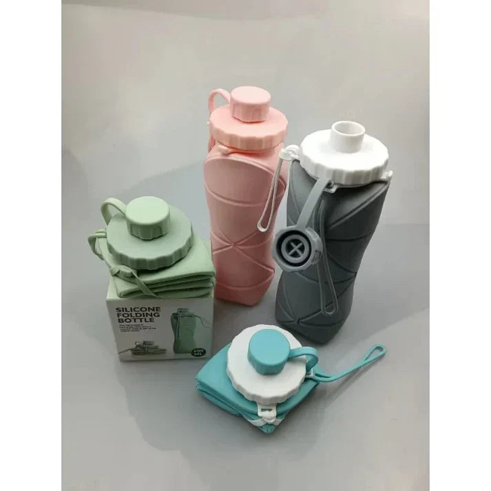 Foldable Silicone Water Bottle (600ML) – Leakproof, Lightweight & Travel-Friendly