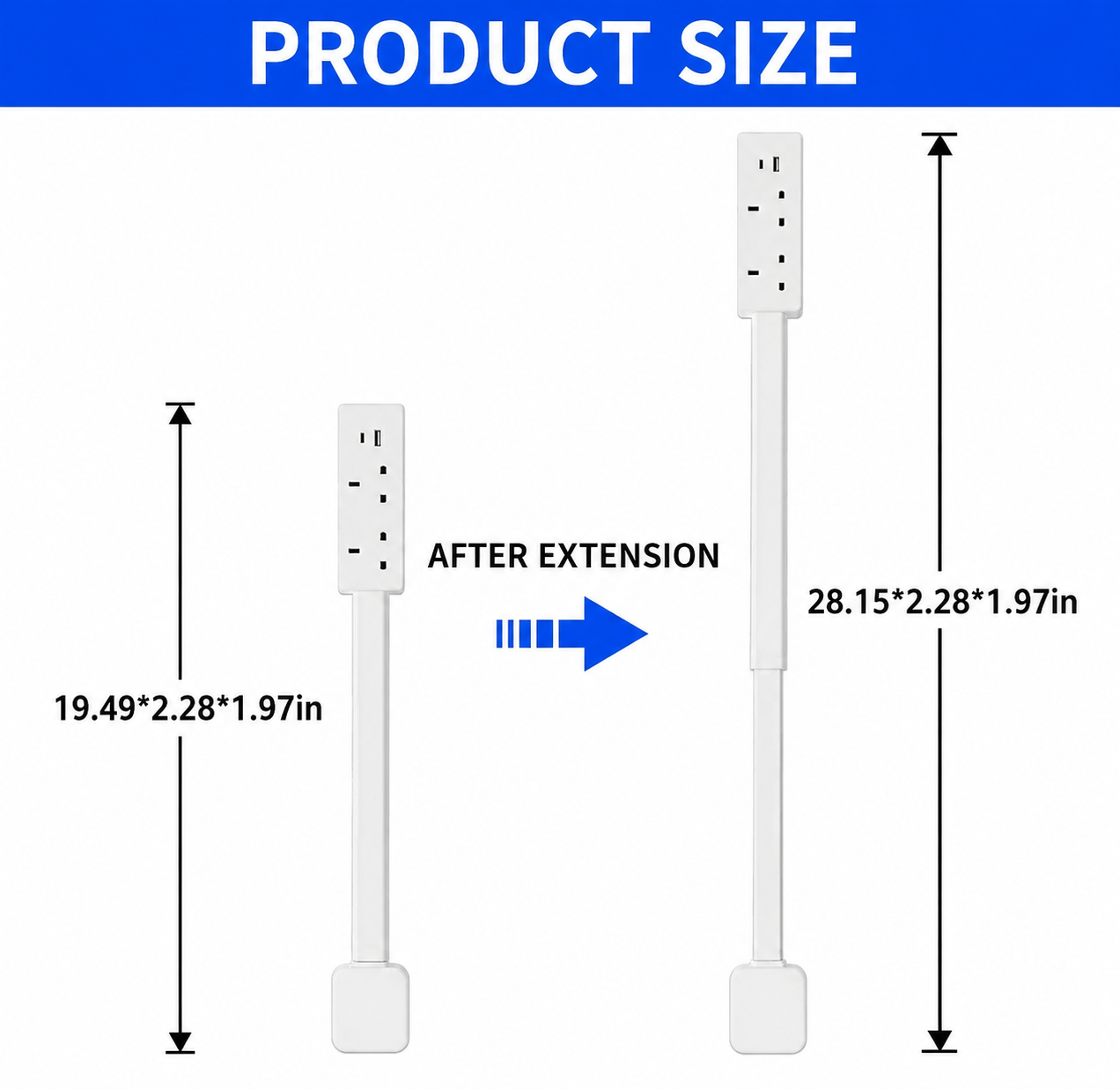 Bendable Wall-Mounted Extendable Power Outlet Board with 180° Swivel Arm, Dual AC Outlets, USB-A & USB-C Fast Charging