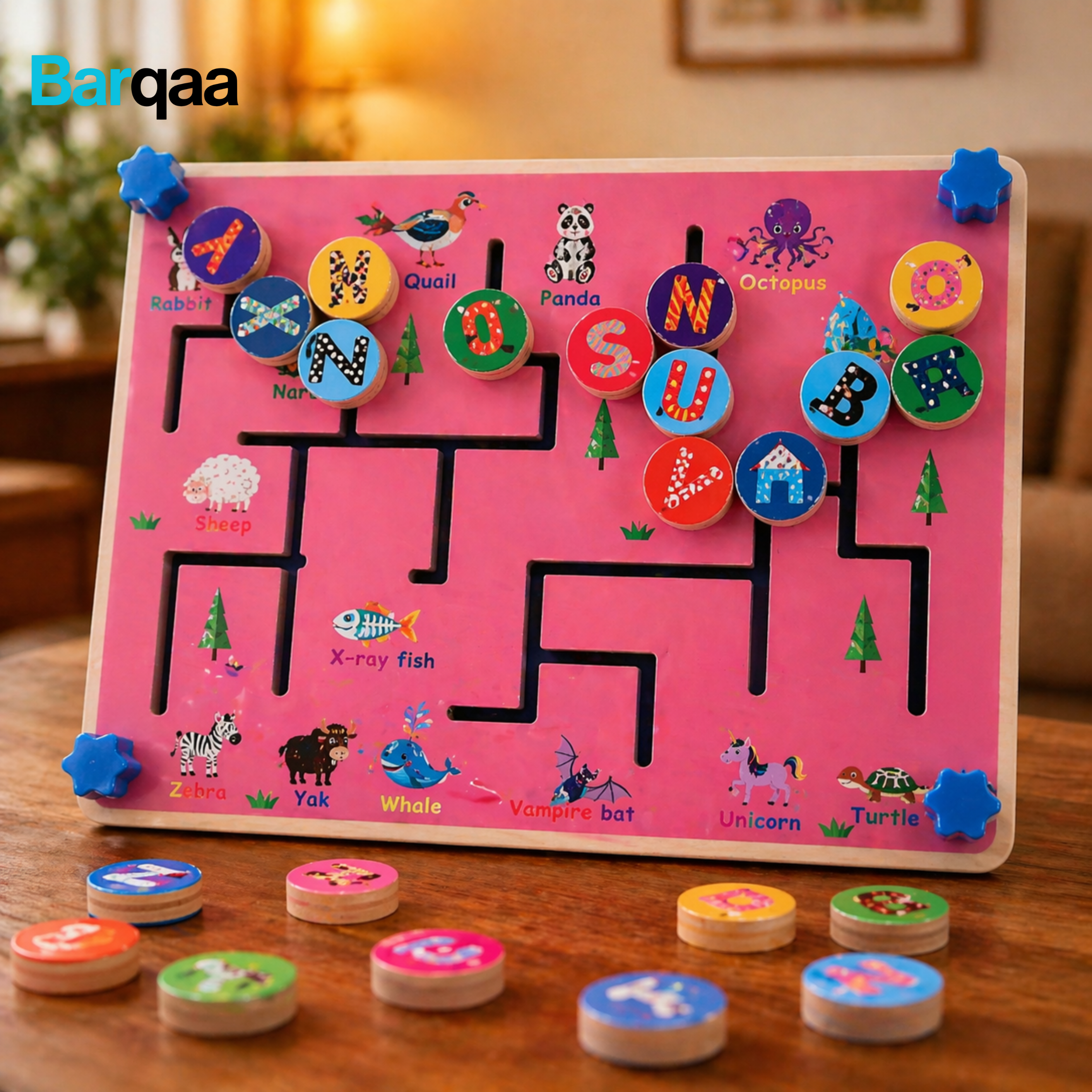 Movement Puzzle Game wooden Letters and numbers (Imported)