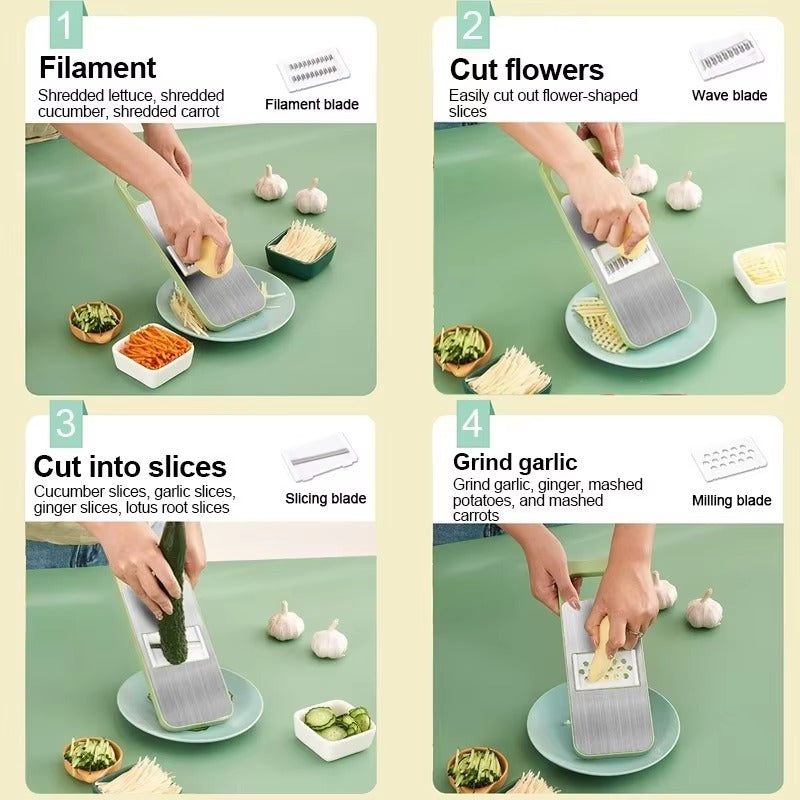 6 in 1 Stainless Steel  Multifunctional Vegetable Slicer Cutter