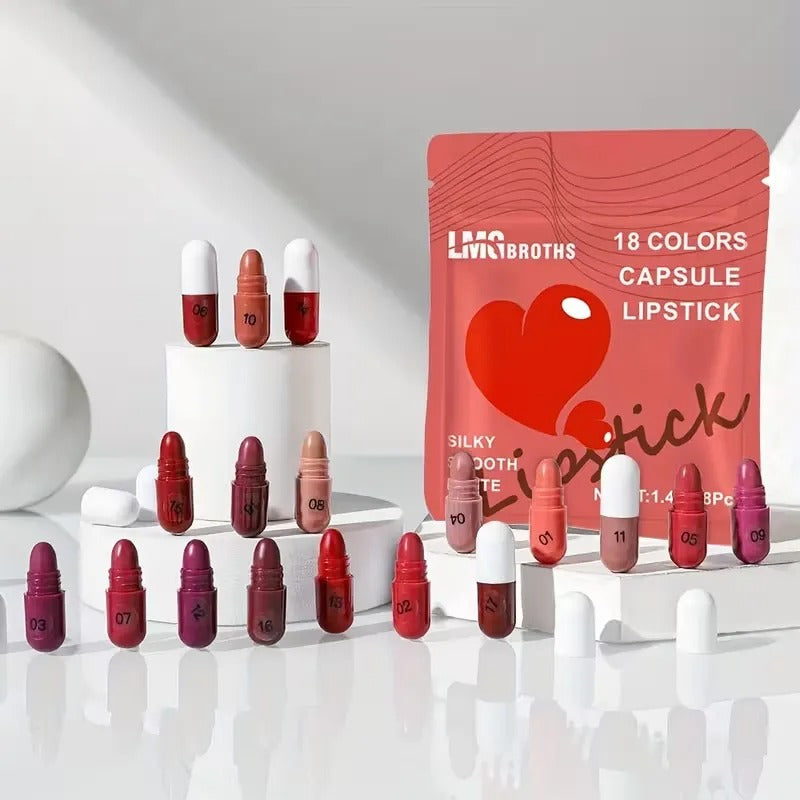 LMG BROTHS 18-Color Capsule Lipstick Set